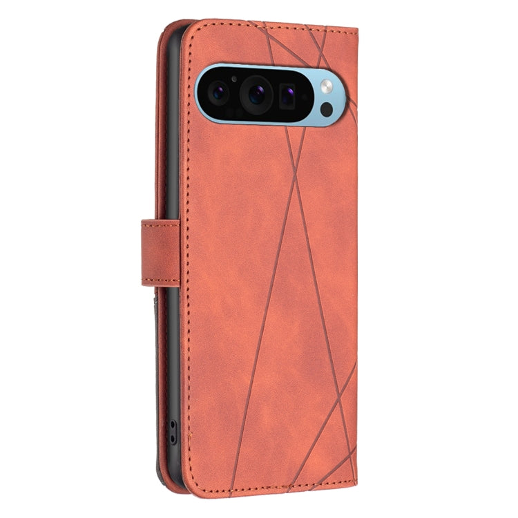 For Google Pixel 9 Pro Magnetic Buckle Rhombus Texture Leather Phone Case(Brown) - Google Cases by PMC Jewellery | Online Shopping South Africa | PMC Jewellery | Buy Now Pay Later Mobicred