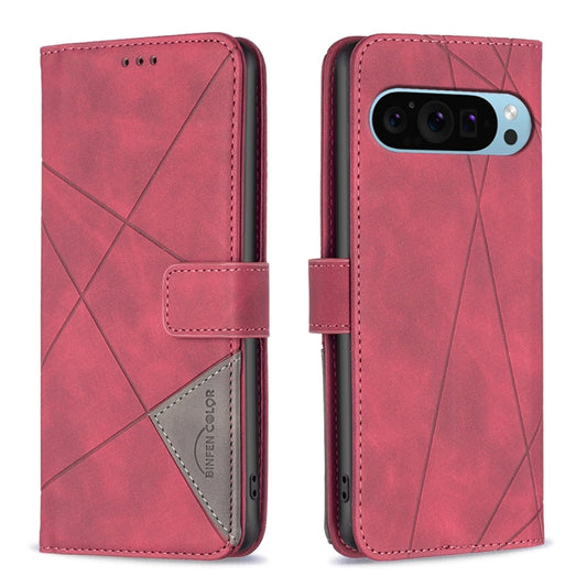 For Google Pixel 9 Pro Magnetic Buckle Rhombus Texture Leather Phone Case(Red) - Google Cases by PMC Jewellery | Online Shopping South Africa | PMC Jewellery | Buy Now Pay Later Mobicred