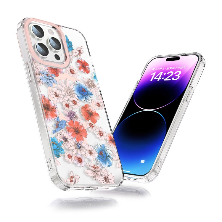 For iPhone 12 Pro MagSafe Magnetic TPU Phone Case(White Blue Flower) - iPhone 12 / 12 Pro Cases by PMC TechLife | Online Shopping South Africa | PMC TechLife