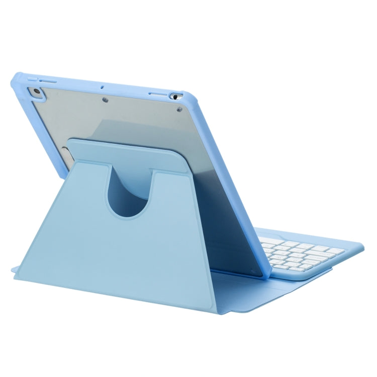 For iPad 11 2025 / 10th Gen 10.9 2022 F10B 360 Rotation Acrylic Transparent Bluetooth Keyboard Leather Case(Blue) - Universal by PMC TechLife | Online Shopping South Africa | PMC TechLife | Buy Now Pay Later Mobicred