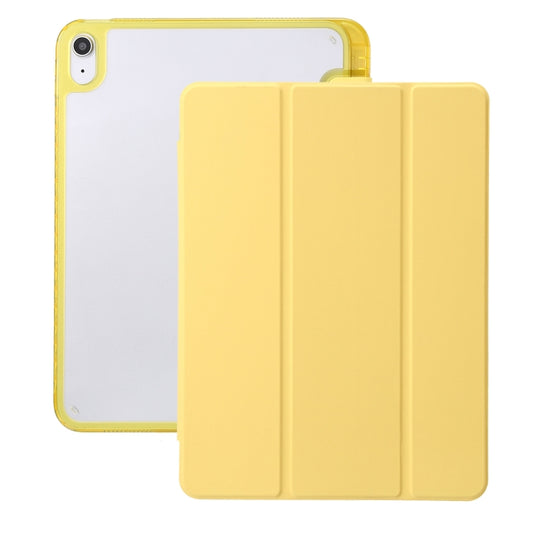 For iPad 2025 / 2022 Clear Acrylic 3-Fold Leather Tablet Case(Yellow) - iPad 2025 / 2022 Cases by PMC Jewellery | Online Shopping South Africa | PMC Jewellery | Buy Now Pay Later Mobicred