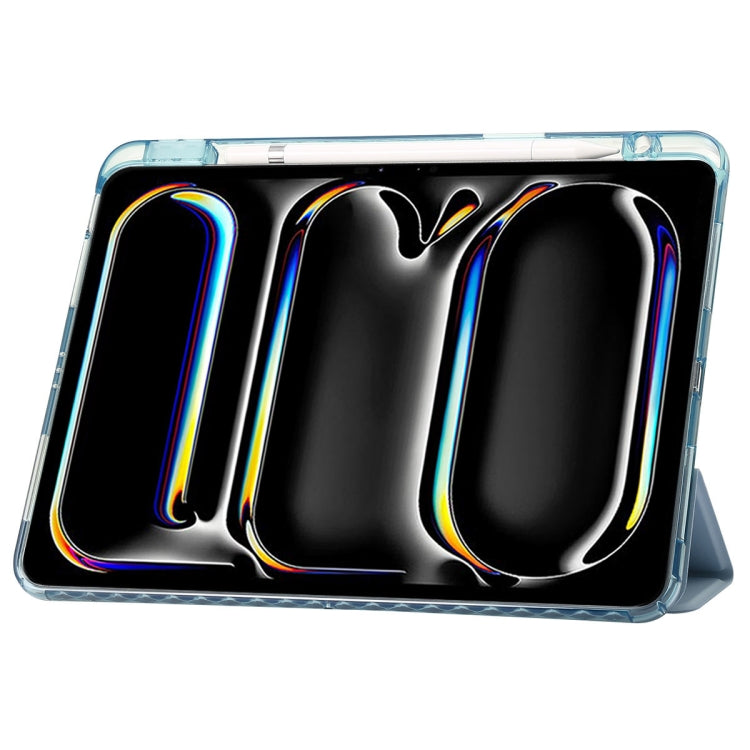 For iPad Pro 13 2024 Clear Acrylic 3-Fold Leather Tablet Case(Ice Blue) - iPad Pro 13 2024 Cases by PMC TechLife | Online Shopping South Africa | PMC TechLife | Buy Now Pay Later Mobicred