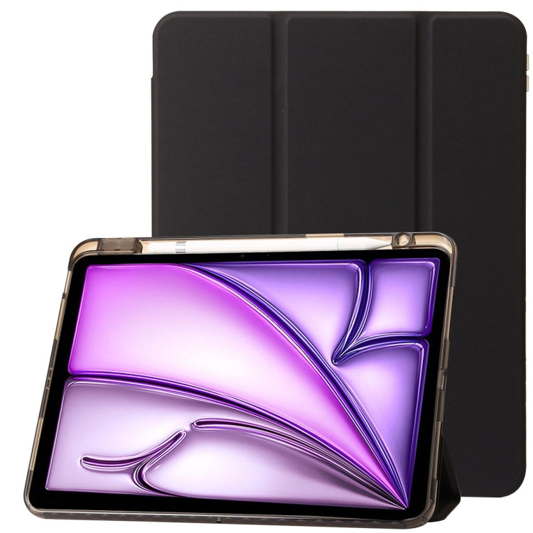 For iPad Air 13 2025 / 2024 Clear Acrylic 3-Fold Leather Tablet Case(Black) - iPad Air 13 2025 / 2024 Cases by PMC TechLife | Online Shopping South Africa | PMC TechLife | Buy Now Pay Later Mobicred