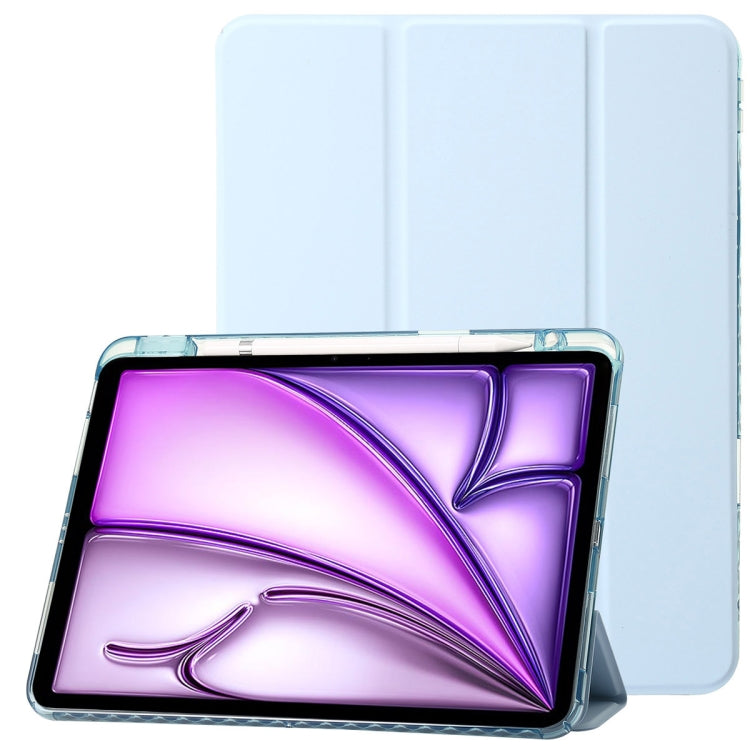 For iPad Air 13 2025 / 2024 Clear Acrylic 3-Fold Leather Tablet Case(Ice Blue) - iPad Air 13 2025 / 2024 Cases by PMC Jewellery | Online Shopping South Africa | PMC Jewellery | Buy Now Pay Later Mobicred