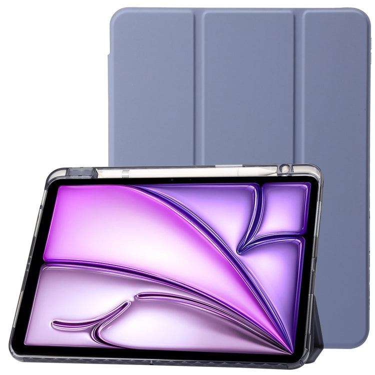 For iPad Air 13 2024 Clear Acrylic 3-Fold Leather Tablet Case(Lavender Purple) - iPad Air 13 2024 Cases by PMC TechLife | Online Shopping South Africa | PMC TechLife | Buy Now Pay Later Mobicred