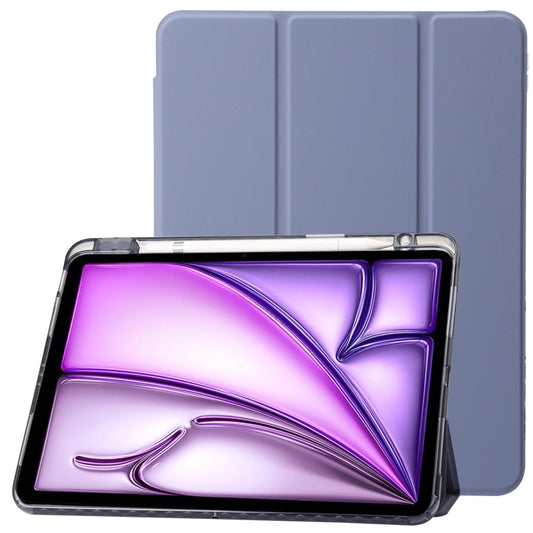 For iPad Air 13 2024 Clear Acrylic 3-Fold Leather Tablet Case(Lavender Purple) - iPad Air 13 2024 Cases by PMC Jewellery | Online Shopping South Africa | PMC Jewellery | Buy Now Pay Later Mobicred