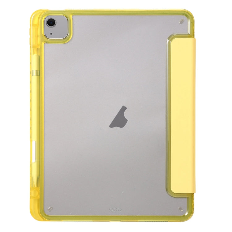 For iPad Air 13 2025 / 2024 Clear Acrylic 3-Fold Leather Tablet Case(Yellow) - iPad Air 13 2025 / 2024 Cases by PMC TechLife | Online Shopping South Africa | PMC TechLife | Buy Now Pay Later Mobicred