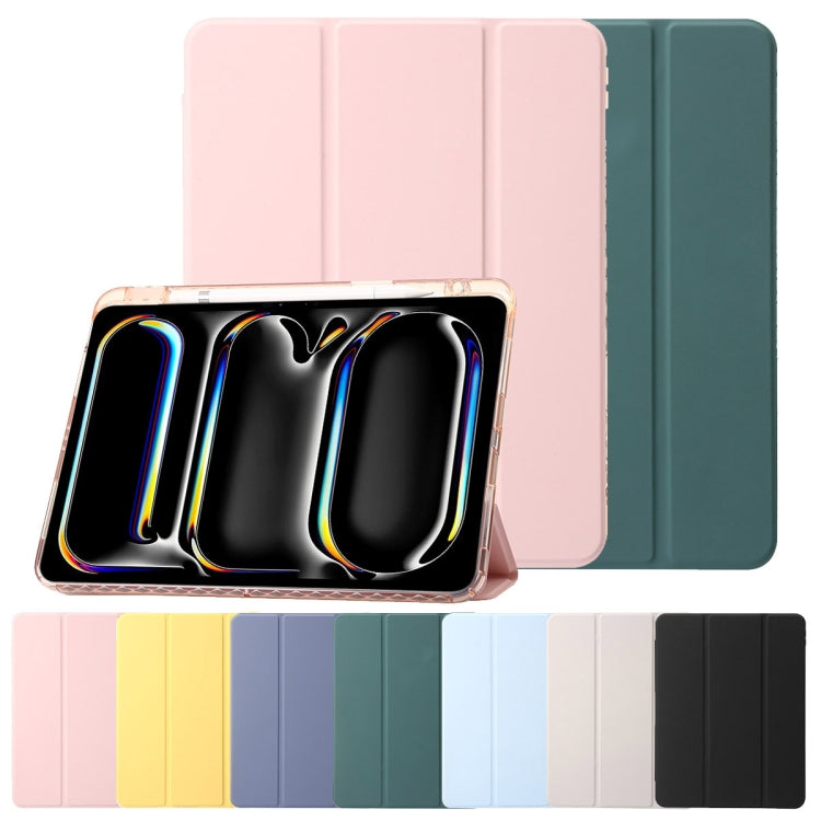 For iPad Pro 13 2024 Clear Acrylic 3-Fold Leather Tablet Case(Black) - iPad Pro 13 2024 Cases by PMC TechLife | Online Shopping South Africa | PMC TechLife | Buy Now Pay Later Mobicred