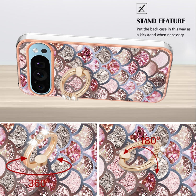 For Google Pixel 9 / 9 Pro Electroplating IMD TPU Phone Case with Ring(Pink Scales) - Google Cases by PMC TechLife | Online Shopping South Africa | PMC TechLife | Buy Now Pay Later Mobicred