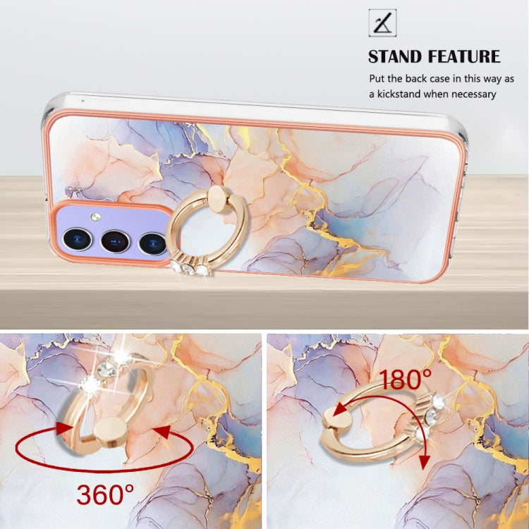 For Samsung Galaxy A15 5G Electroplating IMD TPU Phone Case with Ring(White Marble) - Galaxy Phone Cases by PMC Jewellery | Online Shopping South Africa | PMC Jewellery