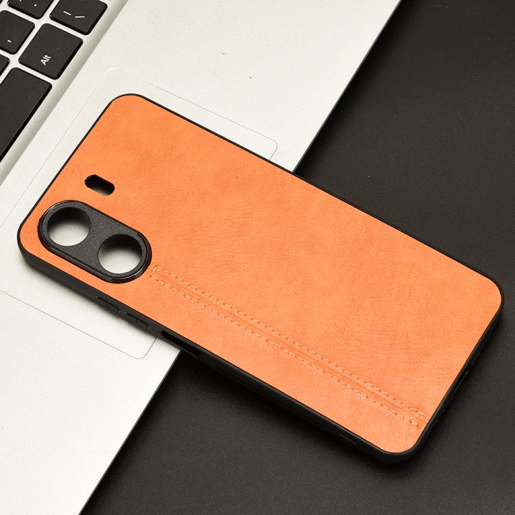 For Xiaomi Redmi 13C 4G / Poco C65 Sewing Cow Pattern Skin PC + PU + TPU Phone Case(Orange) - 13C Cases by PMC TechLife | Online Shopping South Africa | PMC TechLife | Buy Now Pay Later Mobicred
