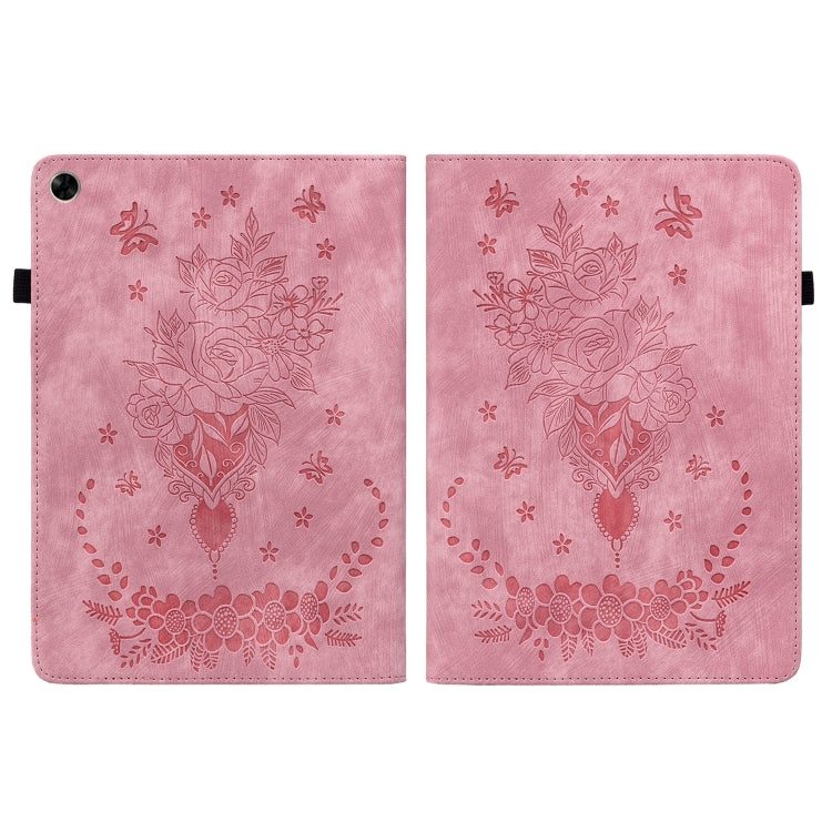For Realme Pad 10.4 / Pad 5G 10.4 Butterfly Rose Embossed Leather Tablet Case(Pink) - Realme by PMC TechLife | Online Shopping South Africa | PMC TechLife | Buy Now Pay Later Mobicred