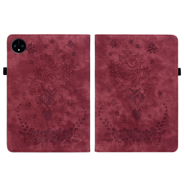 For Huawei MatePad Pro 11 2022 Butterfly Rose Embossed Leather Tablet Case(Red) - Huawei Cases by PMC TechLife | Online Shopping South Africa | PMC TechLife | Buy Now Pay Later Mobicred