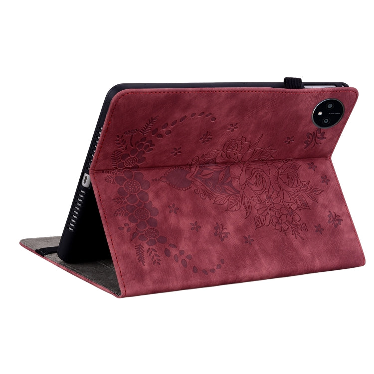 For Huawei MatePad Pro 11 2022 Butterfly Rose Embossed Leather Tablet Case(Red) - Huawei Cases by PMC TechLife | Online Shopping South Africa | PMC TechLife | Buy Now Pay Later Mobicred