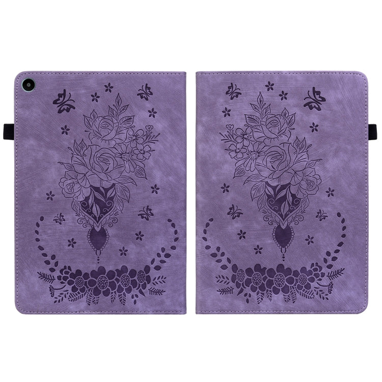 For Huawei MatePad SE 10.4 Butterfly Rose Embossed Leather Tablet Case(Purple) - Huawei Cases by PMC TechLife | Online Shopping South Africa | PMC TechLife | Buy Now Pay Later Mobicred