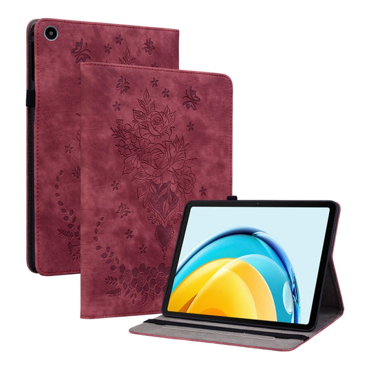 For Huawei MatePad SE 10.4 Butterfly Rose Embossed Leather Tablet Case(Red) - Huawei Cases by PMC Jewellery | Online Shopping South Africa | PMC Jewellery | Buy Now Pay Later Mobicred