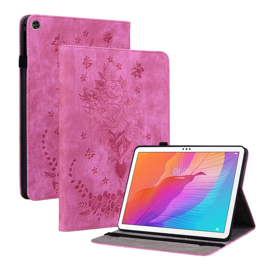 For Huawei MatePad T 10s / Enjoy Tablet 2 Butterfly Rose Embossed Leather Tablet Case(Rose Red) - Huawei Cases by PMC Jewellery | Online Shopping South Africa | PMC Jewellery | Buy Now Pay Later Mobicred