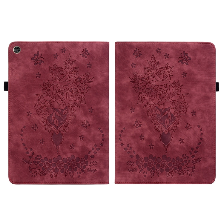 For Huawei MatePad T 10s/Enjoy Tablet 2 Butterfly Rose Embossed Leather Tablet Case(Red) - Huawei Cases by PMC TechLife | Online Shopping South Africa | PMC TechLife | Buy Now Pay Later Mobicred