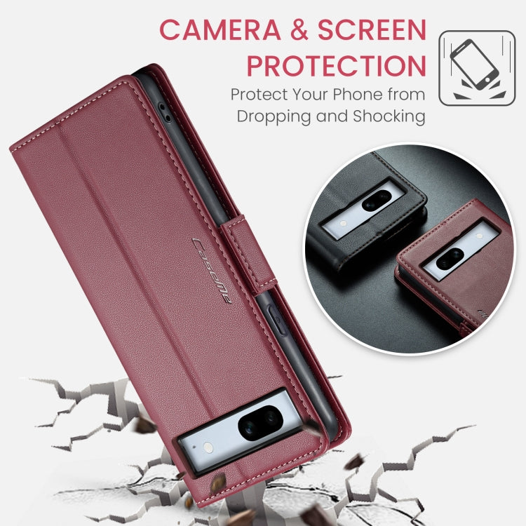 For Google Pixel 7a CaseMe 023 Butterfly Buckle Litchi Texture RFID Anti-theft Leather Phone Case(Wine Red) - Google Cases by CaseMe | Online Shopping South Africa | PMC Jewellery | Buy Now Pay Later Mobicred