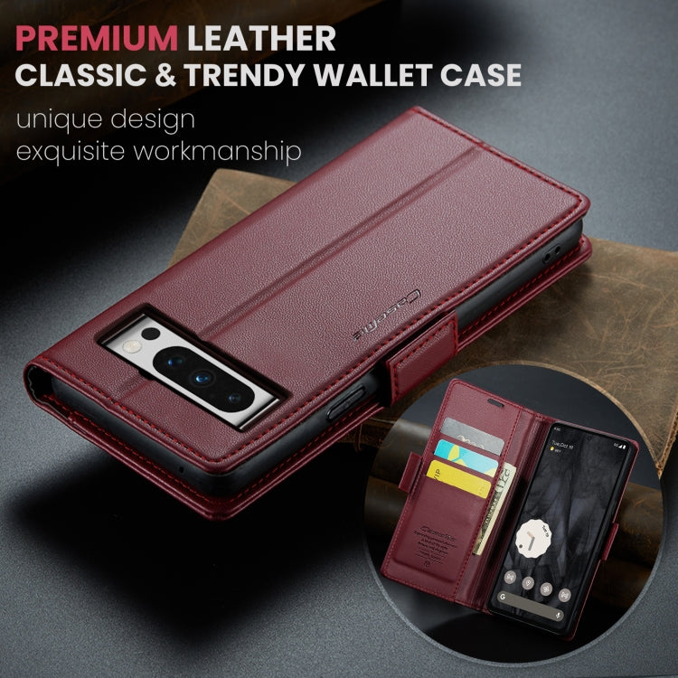 For Google Pixel 8 Pro CaseMe 023 Butterfly Buckle Litchi Texture RFID Anti-theft Leather Phone Case(Wine Red) - Google Cases by CaseMe | Online Shopping South Africa | PMC Jewellery | Buy Now Pay Later Mobicred