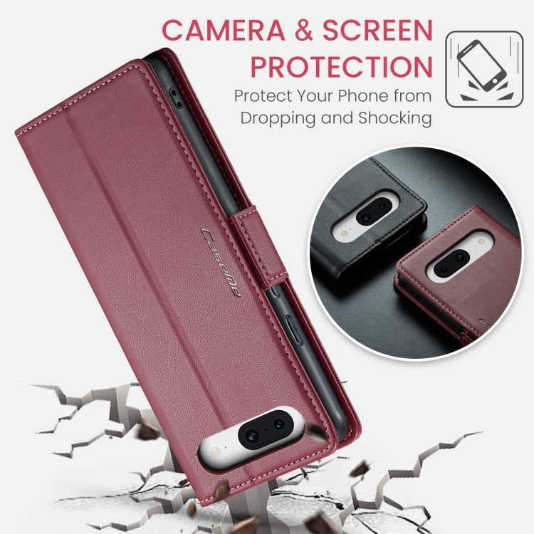 For Google Pixel 8a CaseMe 023 Butterfly Buckle Litchi Texture RFID Anti-theft Leather Phone Case(Wine Red) - Google Cases by CaseMe | Online Shopping South Africa | PMC Jewellery | Buy Now Pay Later Mobicred