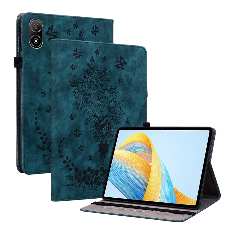 For Honor Pad V8 Pro Butterfly Rose Embossed Leather Tablet Case(Dark Blue) - Honor Cases by PMC TechLife | Online Shopping South Africa | PMC TechLife | Buy Now Pay Later Mobicred