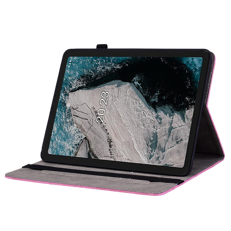 For Nokia T20 10.4 2021 Butterfly Rose Embossed Leather Tablet Case(Rose Red) - Honor Cases by PMC TechLife | Online Shopping South Africa | PMC TechLife | Buy Now Pay Later Mobicred