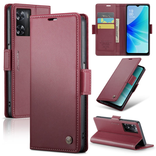 For OPPO A57 4G Global/A57s 4G Global CaseMe 023 Butterfly Buckle Litchi Texture RFID Anti-theft Leather Phone Case(Wine Red) - OPPO Cases by CaseMe | Online Shopping South Africa | PMC Jewellery | Buy Now Pay Later Mobicred