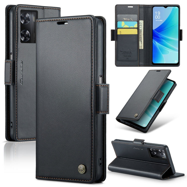 For OPPO A77s CaseMe 023 Butterfly Buckle Litchi Texture RFID Anti-theft Leather Phone Case(Black) - OPPO Cases by CaseMe | Online Shopping South Africa | PMC Jewellery | Buy Now Pay Later Mobicred