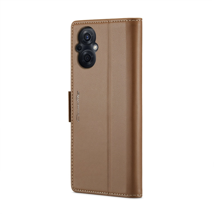 For OPPO F21 Pro 5G Globa/Reno8 Z Global CaseMe 023 Butterfly Buckle Litchi Texture RFID Anti-theft Leather Phone Case(Brown) - OPPO Cases by CaseMe | Online Shopping South Africa | PMC Jewellery | Buy Now Pay Later Mobicred