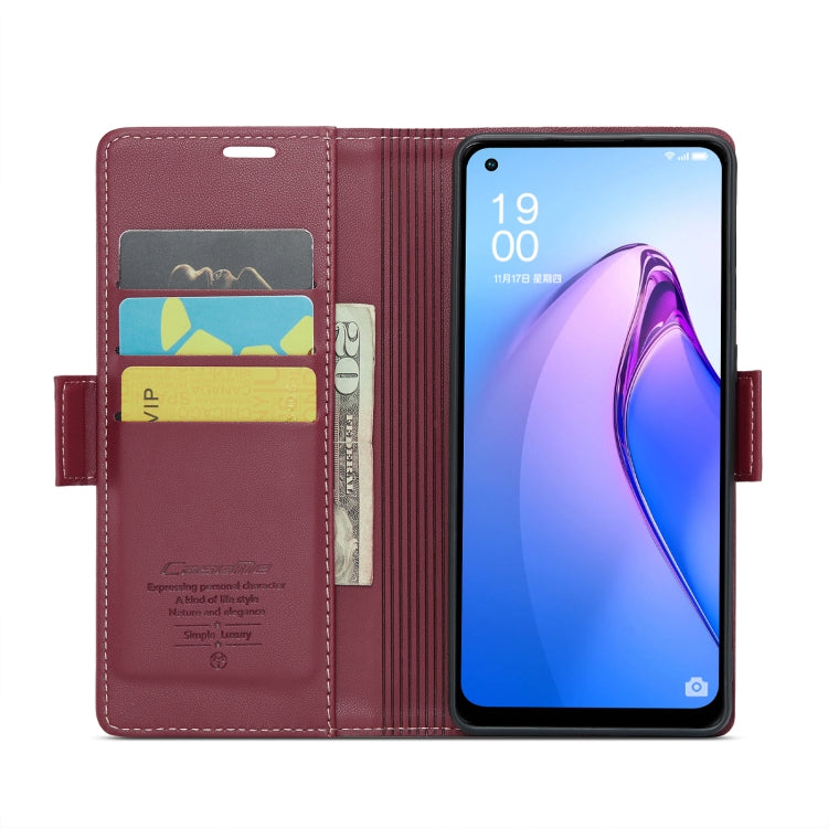 For OPPO F21 Pro 5G Globa/Reno8 Z Global CaseMe 023 Butterfly Buckle Litchi Texture RFID Anti-theft Leather Phone Case(Wine Red) - OPPO Cases by CaseMe | Online Shopping South Africa | PMC Jewellery | Buy Now Pay Later Mobicred