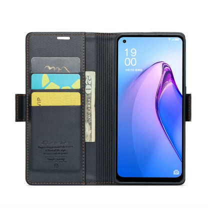 For OPPO Reno8 5G Global CaseMe 023 Butterfly Buckle Litchi Texture RFID Anti-theft Leather Phone Case(Black) - OPPO Cases by CaseMe | Online Shopping South Africa | PMC Jewellery | Buy Now Pay Later Mobicred