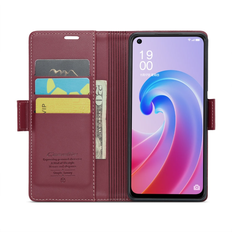 For OPPO A96 4G Global/A36 4G/K10 4G/A76 4G CaseMe 023 Butterfly Buckle Litchi Texture RFID Anti-theft Leather Phone Case(Wine Red) - OPPO Cases by CaseMe | Online Shopping South Africa | PMC Jewellery | Buy Now Pay Later Mobicred