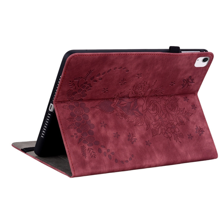 For iPad Air 11 2025 / 2024 Butterfly Rose Embossed Leather Smart Tablet Case(Red) - iPad Air 11 2025 / 2024 Cases by PMC Jewellery | Online Shopping South Africa | PMC Jewellery | Buy Now Pay Later Mobicred