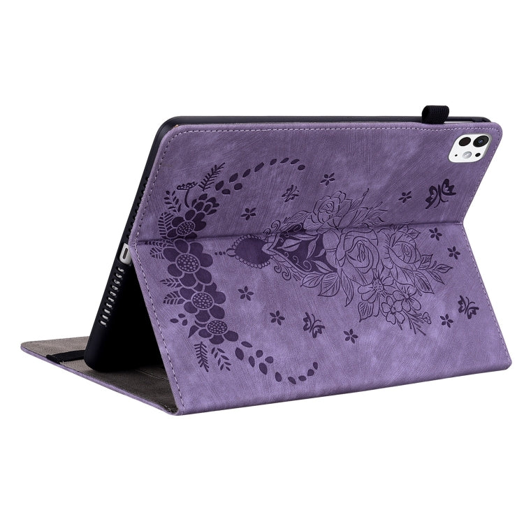 For iPad Pro 11 2024 Butterfly Rose Embossed Leather Smart Tablet Case(Purple) - iPad Pro 11 2024 Cases by PMC Jewellery | Online Shopping South Africa | PMC Jewellery | Buy Now Pay Later Mobicred