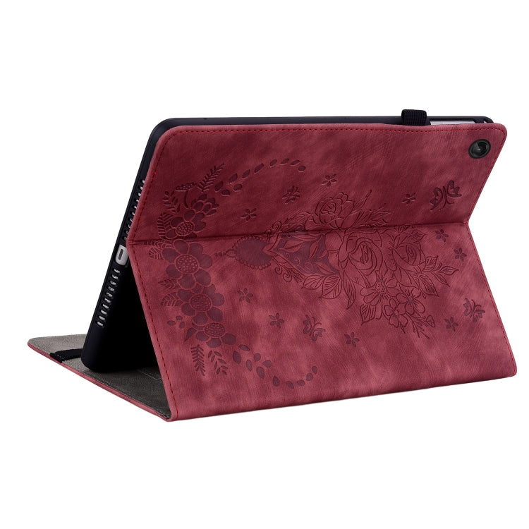 For Lenovo Tab M10 10.1 3rd Gen Butterfly Rose Embossed Leather Tablet Case(Red) - Lenovo by PMC TechLife | Online Shopping South Africa | PMC TechLife | Buy Now Pay Later Mobicred