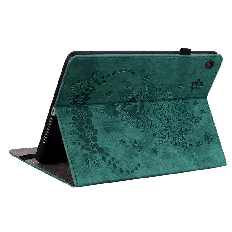 For Lenovo Tab M10 Plus 10.6 3rd Gen Butterfly Rose Embossed Leather Tablet Case(Green) - Lenovo by PMC TechLife | Online Shopping South Africa | PMC TechLife | Buy Now Pay Later Mobicred