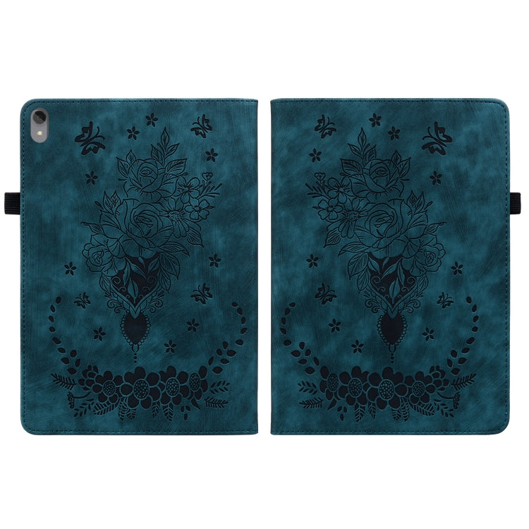 For Lenovo Tab P11 TB-J606F Butterfly Rose Embossed Leather Tablet Case(Dark Blue) - Lenovo by PMC TechLife | Online Shopping South Africa | PMC TechLife | Buy Now Pay Later Mobicred
