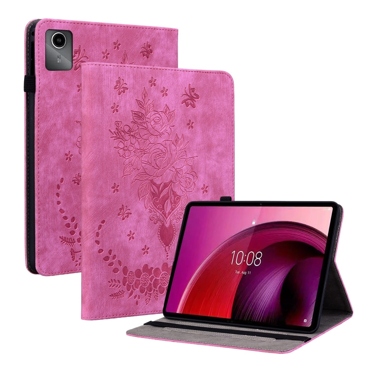 For Lenovo Tab M11/Xiaoxin Pad 11 2024 Butterfly Rose Embossed Leather Tablet Case(Rose Red) - Lenovo by PMC TechLife | Online Shopping South Africa | PMC TechLife | Buy Now Pay Later Mobicred