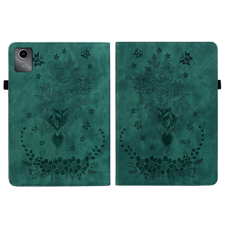 For Lenovo Tab M11/Xiaoxin Pad 11 2024 Butterfly Rose Embossed Leather Tablet Case(Green) - Lenovo by PMC TechLife | Online Shopping South Africa | PMC TechLife | Buy Now Pay Later Mobicred