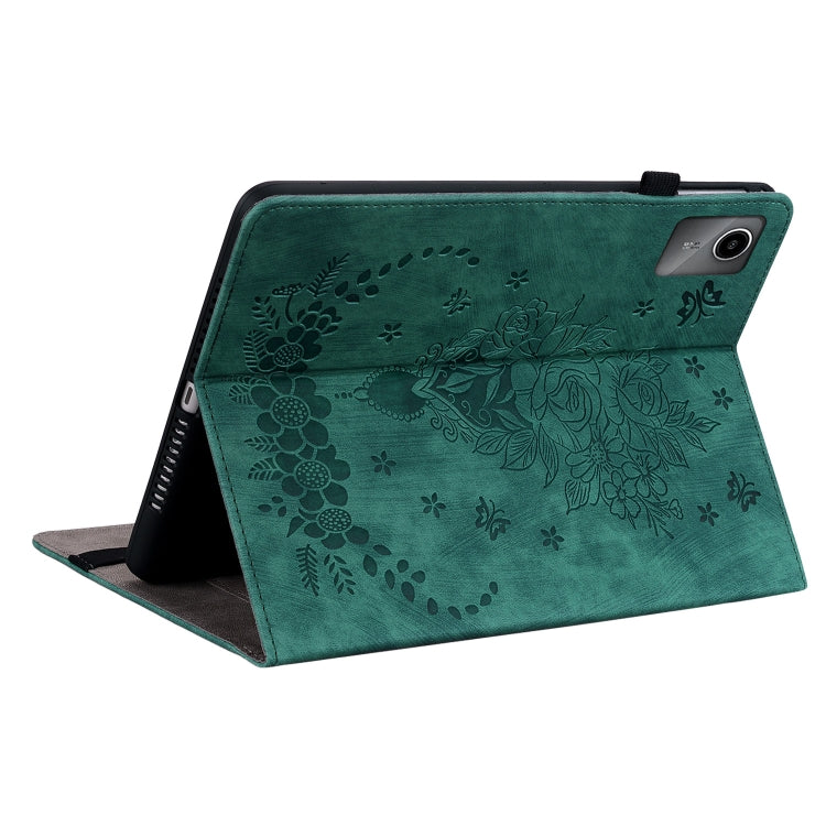 For Lenovo Tab M11/Xiaoxin Pad 11 2024 Butterfly Rose Embossed Leather Tablet Case(Green) - Lenovo by PMC TechLife | Online Shopping South Africa | PMC TechLife | Buy Now Pay Later Mobicred