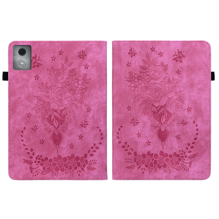 For Lenovo Tab K11 Plus Butterfly Rose Embossed Leather Tablet Case(Rose Red) - Lenovo by PMC TechLife | Online Shopping South Africa | PMC TechLife | Buy Now Pay Later Mobicred