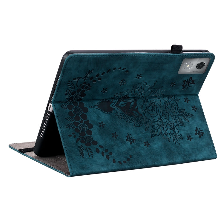 For Lenovo Tab K11 Plus Butterfly Rose Embossed Leather Tablet Case(Dark Blue) - Lenovo by PMC TechLife | Online Shopping South Africa | PMC TechLife | Buy Now Pay Later Mobicred