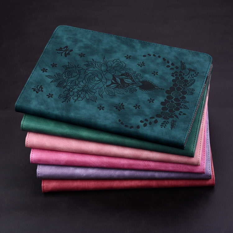 For Lenovo Tab M10 10.1 3rd Gen Butterfly Rose Embossed Leather Tablet Case(Pink) - Lenovo by PMC TechLife | Online Shopping South Africa | PMC TechLife | Buy Now Pay Later Mobicred