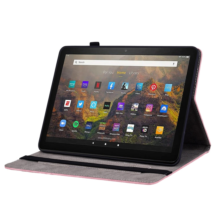 For Amazon Kindle Fire HD10 2021 Butterfly Rose Embossed Leather Smart Tablet Case(Pink) - Amazon by PMC TechLife | Online Shopping South Africa | PMC TechLife | Buy Now Pay Later Mobicred