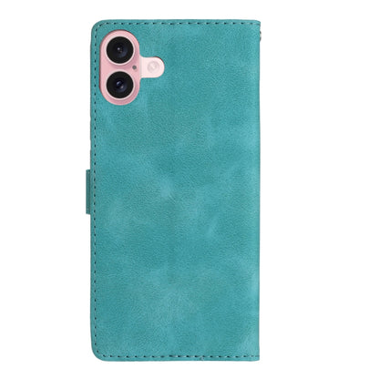 For iPhone 16 Flower Butterfly Embossing Pattern Leather Phone Case(Sky Blue) - iPhone 16 Cases by PMC Jewellery | Online Shopping South Africa | PMC Jewellery | Buy Now Pay Later Mobicred