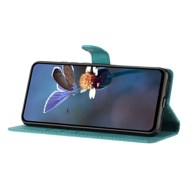 For iPhone 16 Flower Butterfly Embossing Pattern Leather Phone Case(Sky Blue) - iPhone 16 Cases by PMC TechLife | Online Shopping South Africa | PMC TechLife | Buy Now Pay Later Mobicred