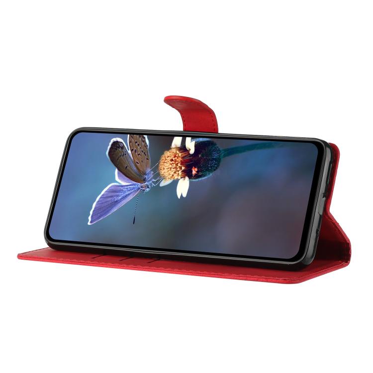 For iPhone 16e Flower Butterfly Embossing Pattern Leather Phone Case(Red) - iPhone 16e Cases by PMC TechLife | Online Shopping South Africa | PMC TechLife | Buy Now Pay Later Mobicred