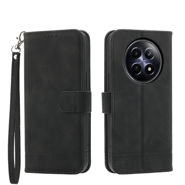 For Realme 12 5G Dierfeng Dream Line TPU + PU Leather Phone Case(Black) - Realme Cases by PMC TechLife | Online Shopping South Africa | PMC TechLife | Buy Now Pay Later Mobicred