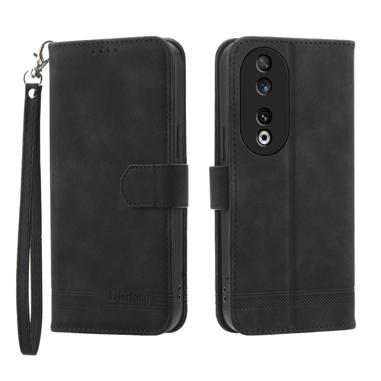 For Honor 90 5G Dierfeng Dream Line TPU + PU Leather Phone Case(Black) - Honor Cases by PMC TechLife | Online Shopping South Africa | PMC TechLife | Buy Now Pay Later Mobicred